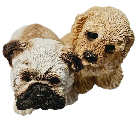 Vintage Stone Critters 1987 BullDog Pup & Cocker SC-269 Dog Figurine Sculpture - Picture 2 of 9